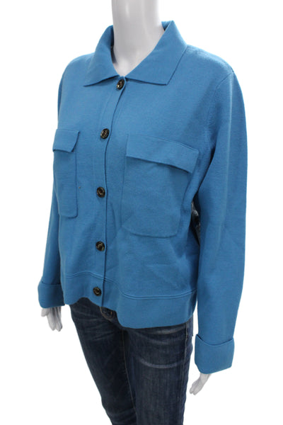 Tribal Womens Cardigan Collared Viscose Long Sleeve Blue Size M