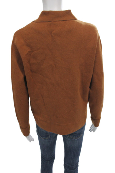 Tribal Womens Brown Collared Solid Viscose Cardigan Long Sleeve Size XS
