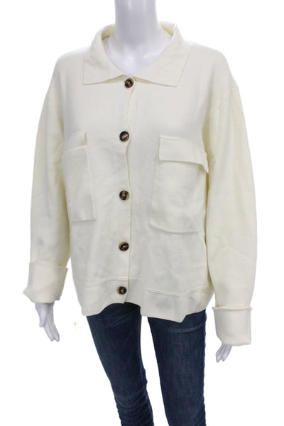 Tribal Womens Cardigan Ivory Viscose Collared Long Sleeve Size 2XL