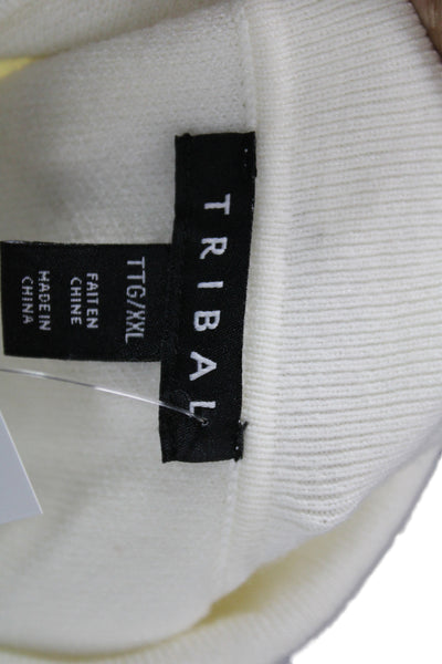 Tribal Womens Cardigan Ivory Viscose Collared Long Sleeve Size 2XL
