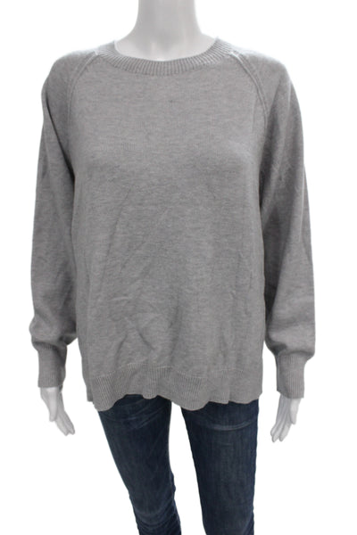 Renuar Womens Pullover Sweater Gray Acrylic Crew Neck Long Sleeve Size L