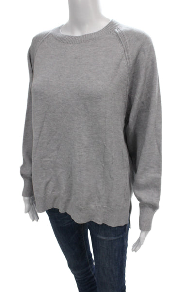 Renuar Womens Pullover Sweater Gray Acrylic Crew Neck Long Sleeve Size L