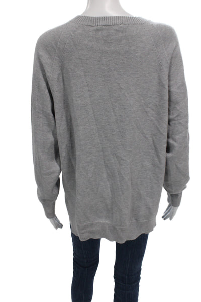 Renuar Womens Pullover Sweater Gray Acrylic Crew Neck Long Sleeve Size L