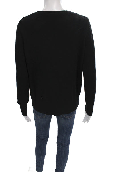 Renuar Women Pullover Sweater Black Crew Neck Long Sleeve Size L