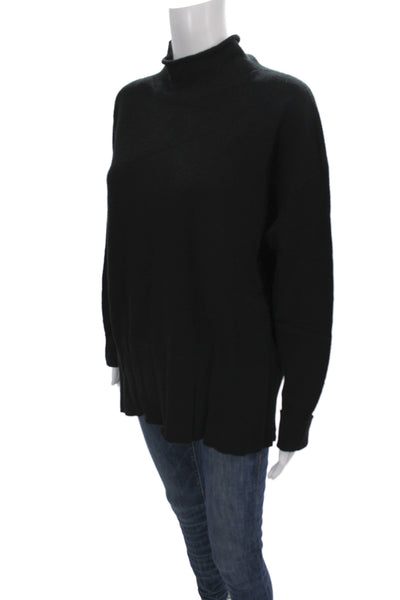 Renuar Women Pullover Sweater Black Mock Neck Long Sleeve Size L
