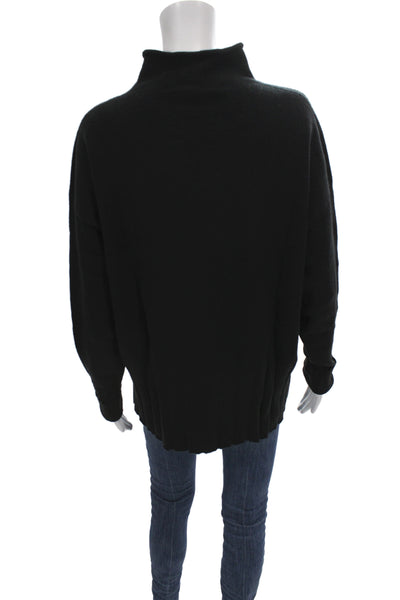 Renuar Women Pullover Sweater Black Mock Neck Long Sleeve Size L