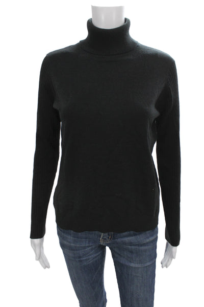 Renuar Womens Pullover Sweater Black Turtleneck Long Sleeve Acrylic Size S