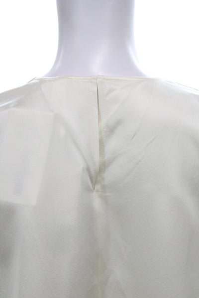 Lily Silk Women Mulberry Silk Ivory Round Neck Long Sleeve Blouse Size L
