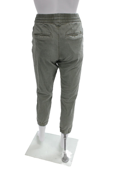 Zara Women Jogger Pants Green Cotton Drawstring Solid Military Fall Size S