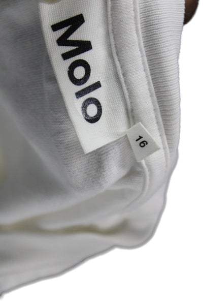 Molo Childrens Boys Long Sleeves Tee Shirt White Black Cotton Size 16