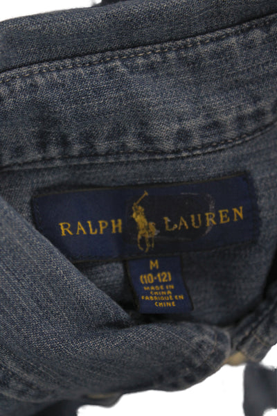 Ralph Lauren Childrens Boys Chambray Button Down Shirt Blue Cotton Size 10-12