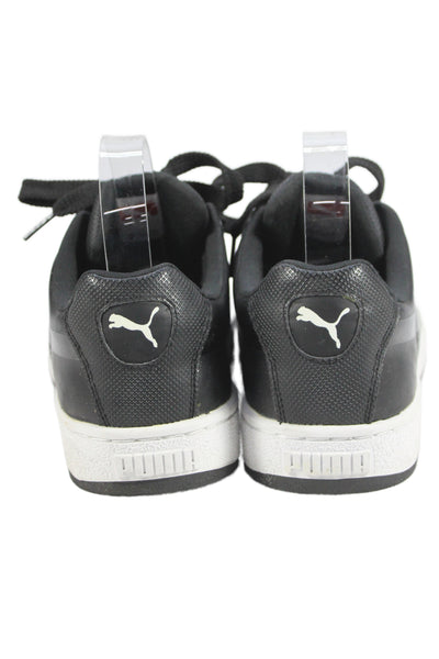 Puma Women's Leather Textured Laced Up Sneakers Black   Size 8.5