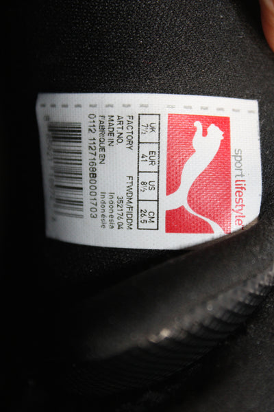 Puma Women's Leather Textured Laced Up Sneakers Black   Size 8.5