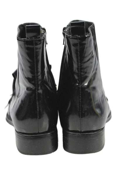 Jeffrey Campbell Patent Leather Kittie Fringe Boots   Black Size 9.5