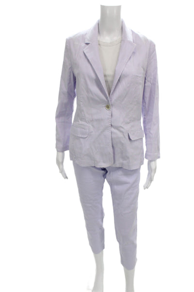 120% Lino Womens Purple Linen Pant Suit Solid Spring Size 42
