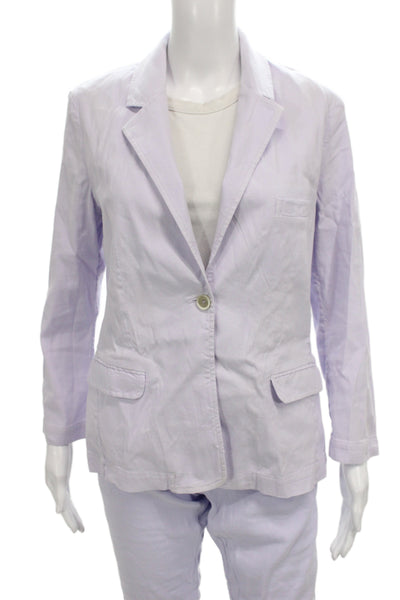 120% Lino Womens Purple Linen Pant Suit Solid Spring Size 42