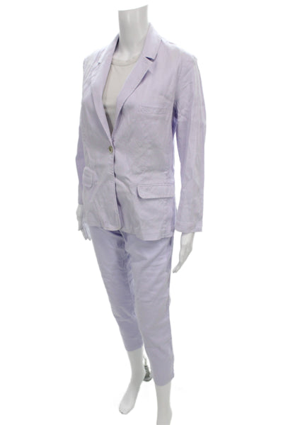 120% Lino Womens Purple Linen Pant Suit Solid Spring Size 42
