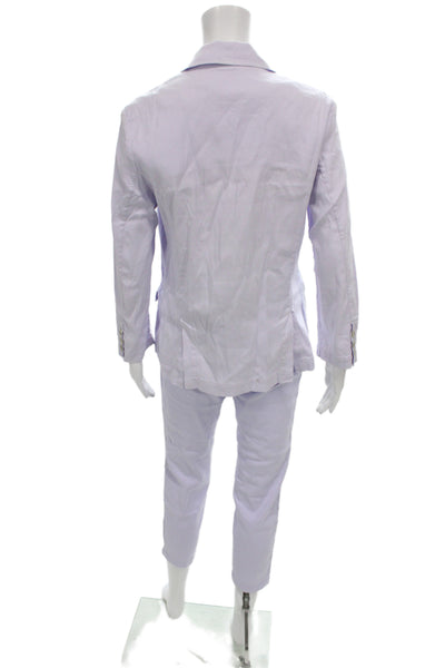 120% Lino Womens Purple Linen Pant Suit Solid Spring Size 42
