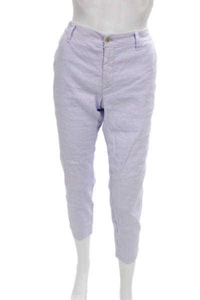 120% Lino Womens Purple Linen Pant Suit Solid Spring Size 42