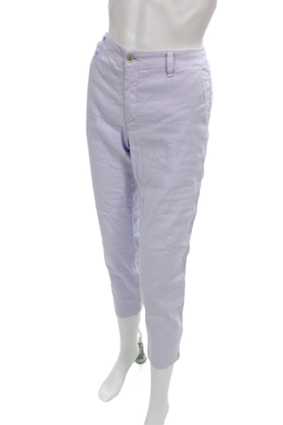 120% Lino Womens Purple Linen Pant Suit Solid Spring Size 42