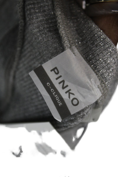 Pinko Women Basic Jacket Blue Linen Blend Crew Neck Sleeveless Classic Size S