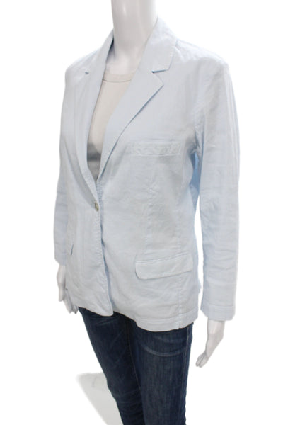 Pinko Women Basic Jacket Blue Linen Blend Crew Neck Sleeveless Classic Size S