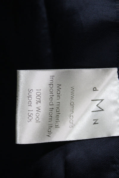 DMN Paris Women Blue Wool Blazer Button Closure Preppy Size S