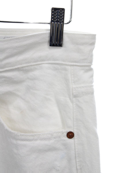 Club Monaco Women Straight Jeans White High Waist 100% Cotton Size 28