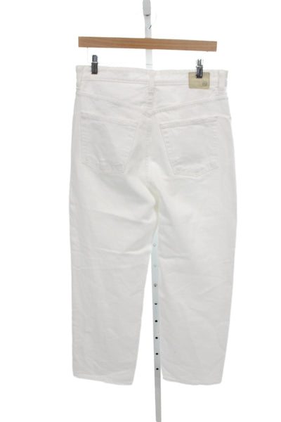 Club Monaco Women Straight Jeans White High Waist 100% Cotton Size 28