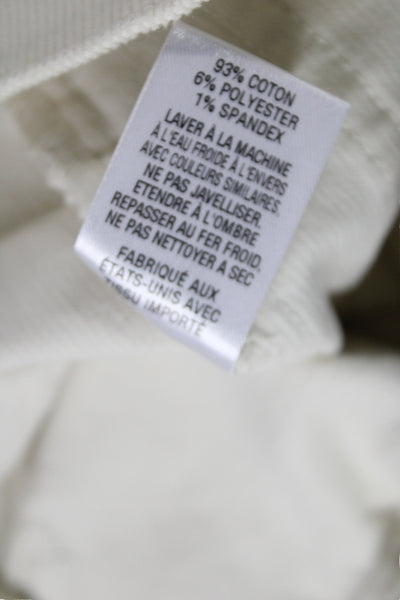 Nili Lotan Women Cropped Pants Ivory Cotton Blend Button 29in Inseam Size 4