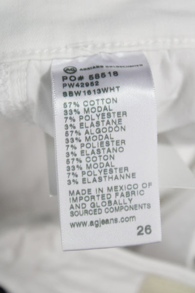 AG Women Chino Pants White Button Mid Rise Cotton Size 26