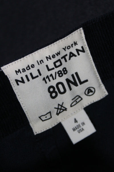 Nili Lotan Women Cropped Cotton Pants Black Button Closure Size 28