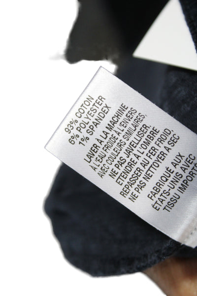 Nili Lotan Women Cropped Cotton Pants Black Button Closure Size 28