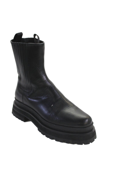 Loeffler Randall Womens Leather Platform Ankle Boots Shoes Black Size 9.5
