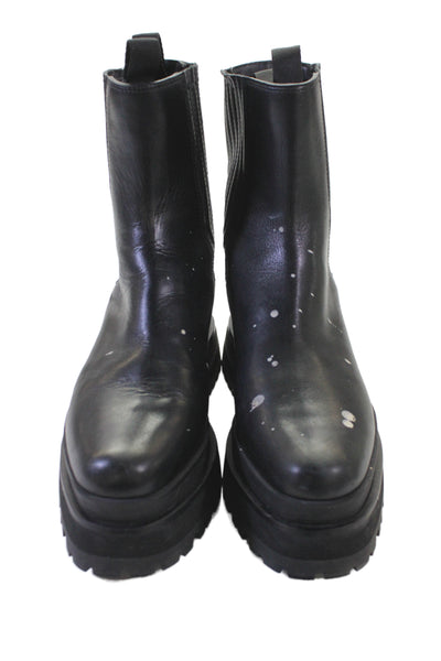 Loeffler Randall Womens Leather Platform Ankle Boots Shoes Black Size 9.5
