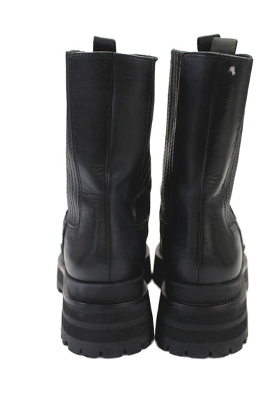 Loeffler Randall Womens Leather Platform Ankle Boots Shoes Black Size 9.5