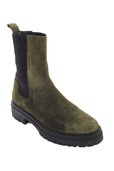Ba&Sh Womens Suede Leather Ankle Boots Shoes Dark Green Size 10