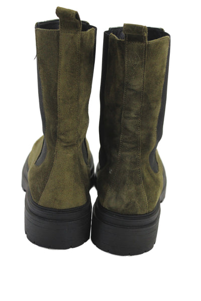 Ba&Sh Womens Suede Leather Ankle Boots Shoes Dark Green Size 10