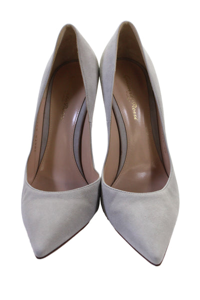 Gianvito Rossi Womens Suede Pointed Toe High Heels Pumps Shoes Gray Size 10