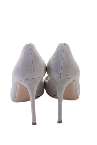 Gianvito Rossi Womens Suede Pointed Toe High Heels Pumps Shoes Gray Size 10