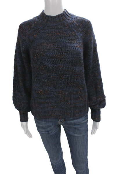 Veronica Beard Womens Pullover Mock Neck Blue Long Sleeve Polyacrylic Size S