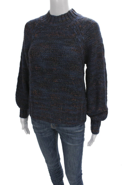Veronica Beard Womens Pullover Mock Neck Blue Long Sleeve Polyacrylic Size S