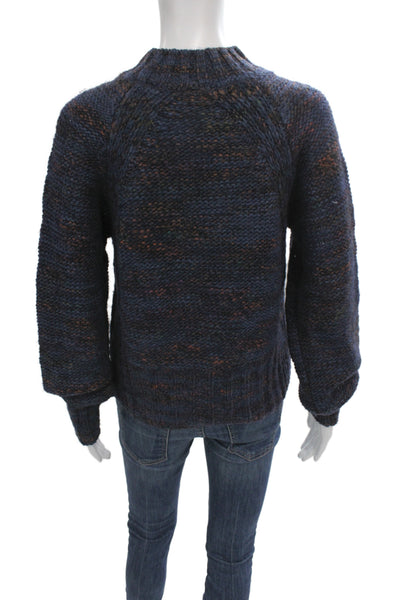 Veronica Beard Womens Pullover Mock Neck Blue Long Sleeve Polyacrylic Size S