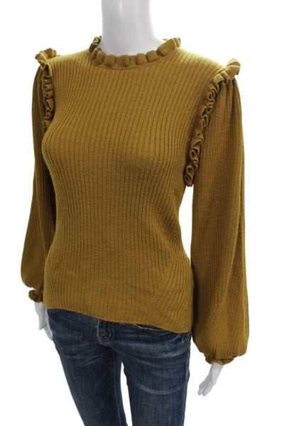 Ulla Johnson Womens Alpaca Mock Neck Pullover Sweater Gold Long Sleeve Size S