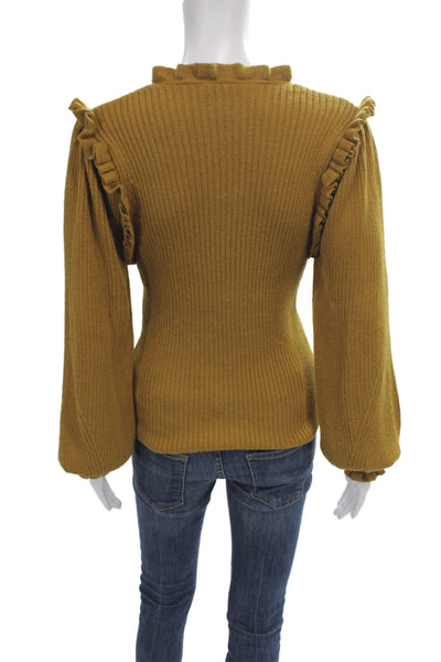 Ulla Johnson Womens Alpaca Mock Neck Pullover Sweater Gold Long Sleeve Size S