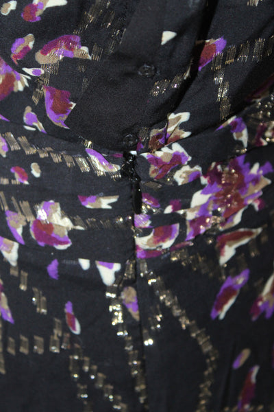 Ba&Sh Women Wrap Dress Multicolor Floral V-Neck Long Sleeve Knee Length Size 1