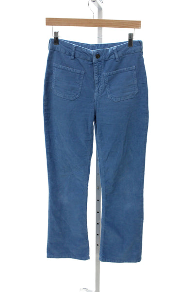 Vanessa Bruno Women Cropped High Rise Blue Cotton Blend Pants Size 40