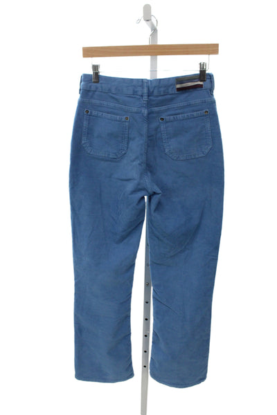 Vanessa Bruno Women Cropped High Rise Blue Cotton Blend Pants Size 40