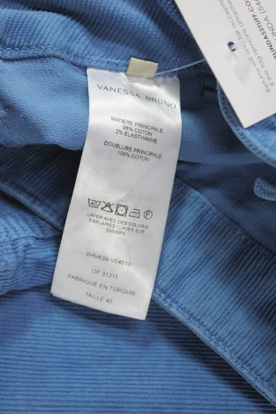Vanessa Bruno Women Cropped High Rise Blue Cotton Blend Pants Size 40