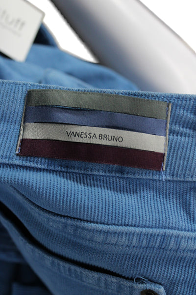 Vanessa Bruno Women Cropped High Rise Blue Cotton Blend Pants Size 40